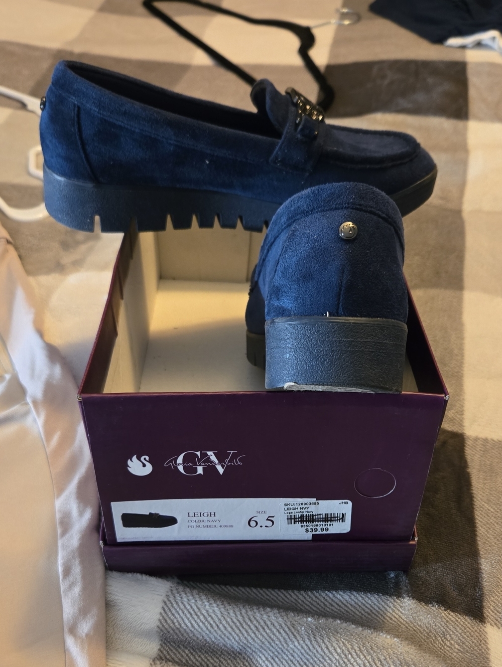 Gloria Vanderbilt Navy Suede Loafers